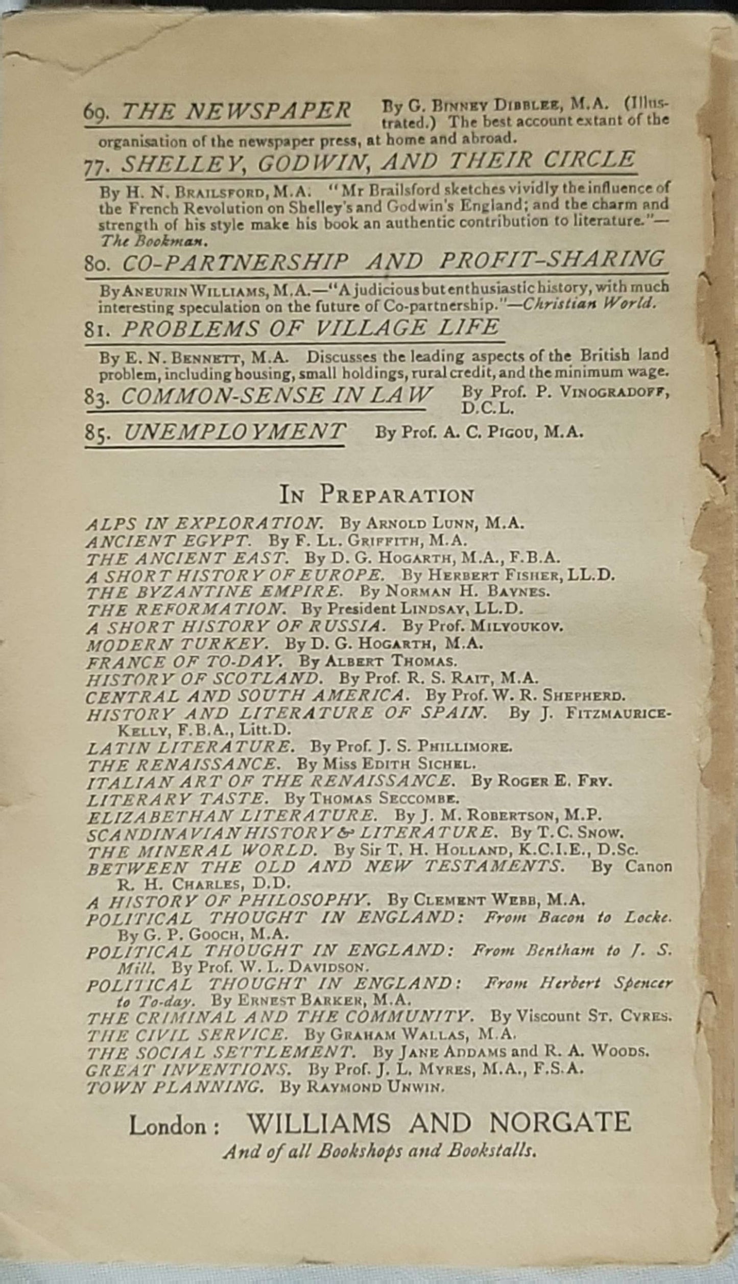 A History of Freedom of Thought (1913) By J. B. Bury