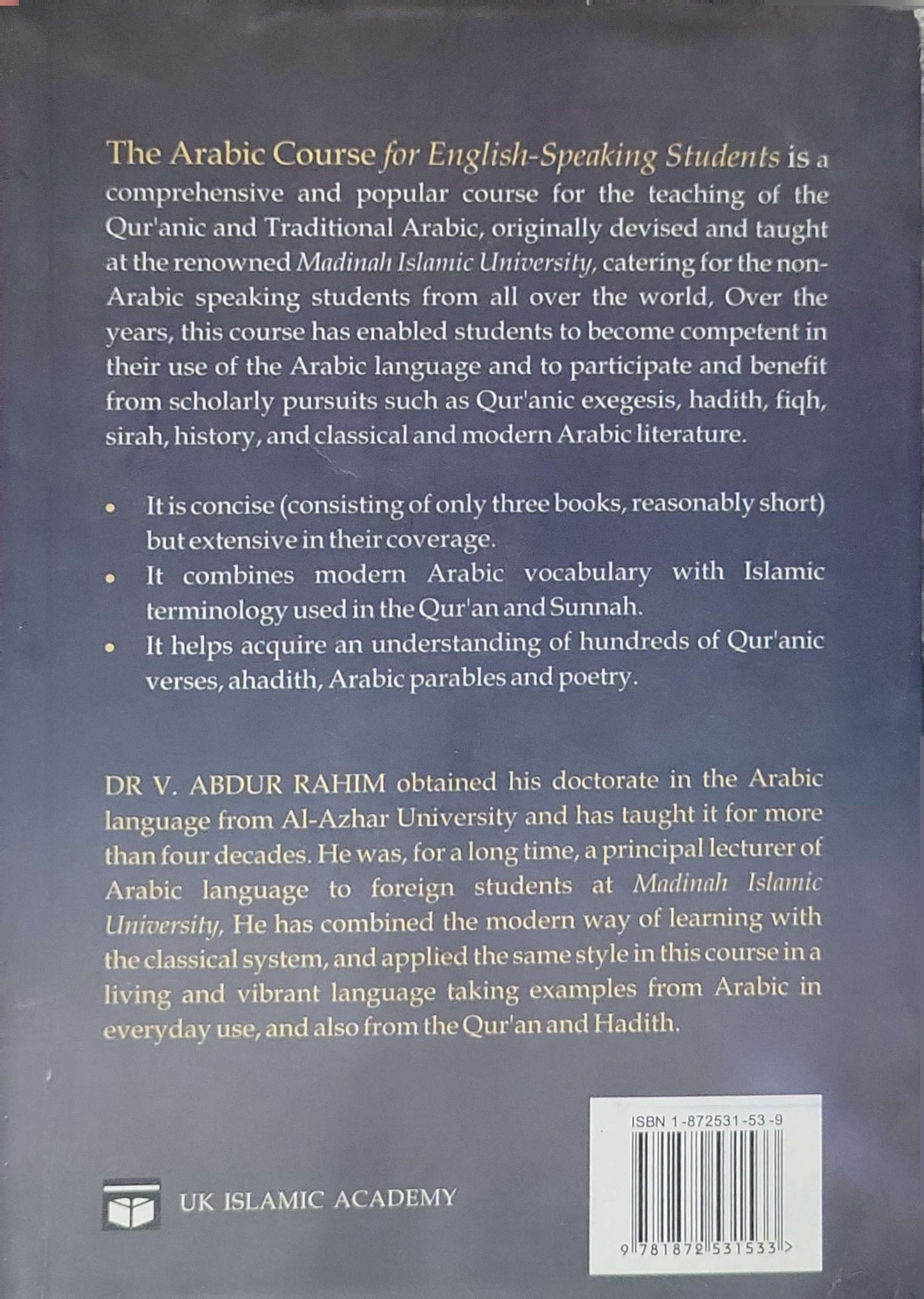 Arabic Course: for English-Speaking Students By Dr. V. Abdur Rahim