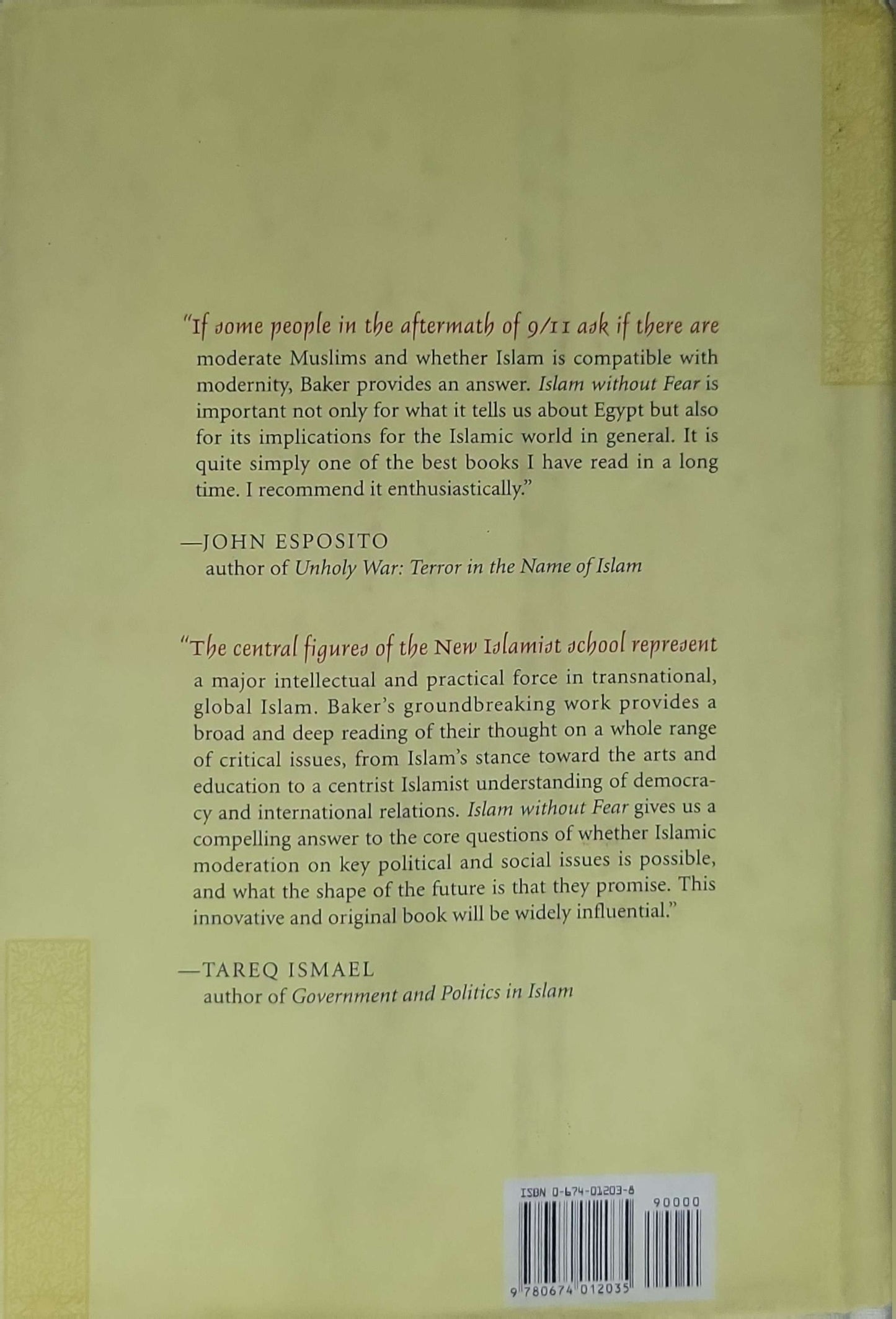 Islam Without Fear (2003): Egypt and the New Islamists By Raymond William Baker