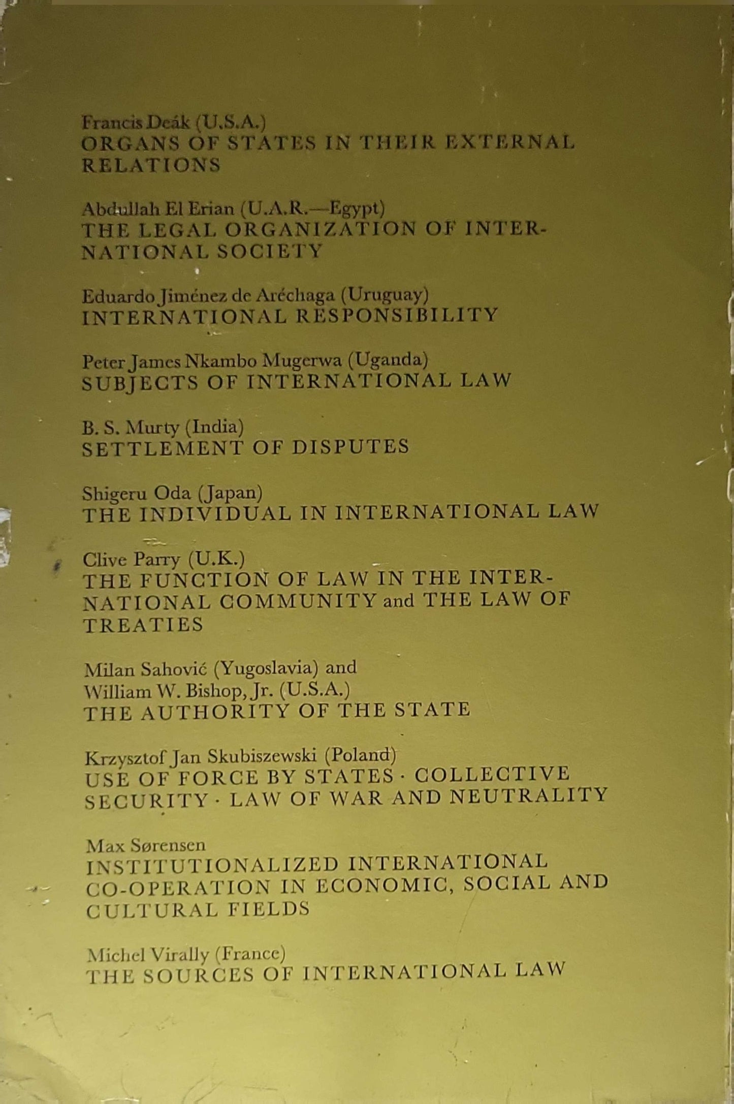 Manual of Public International Law (1968) By Max Sørensen (editor)