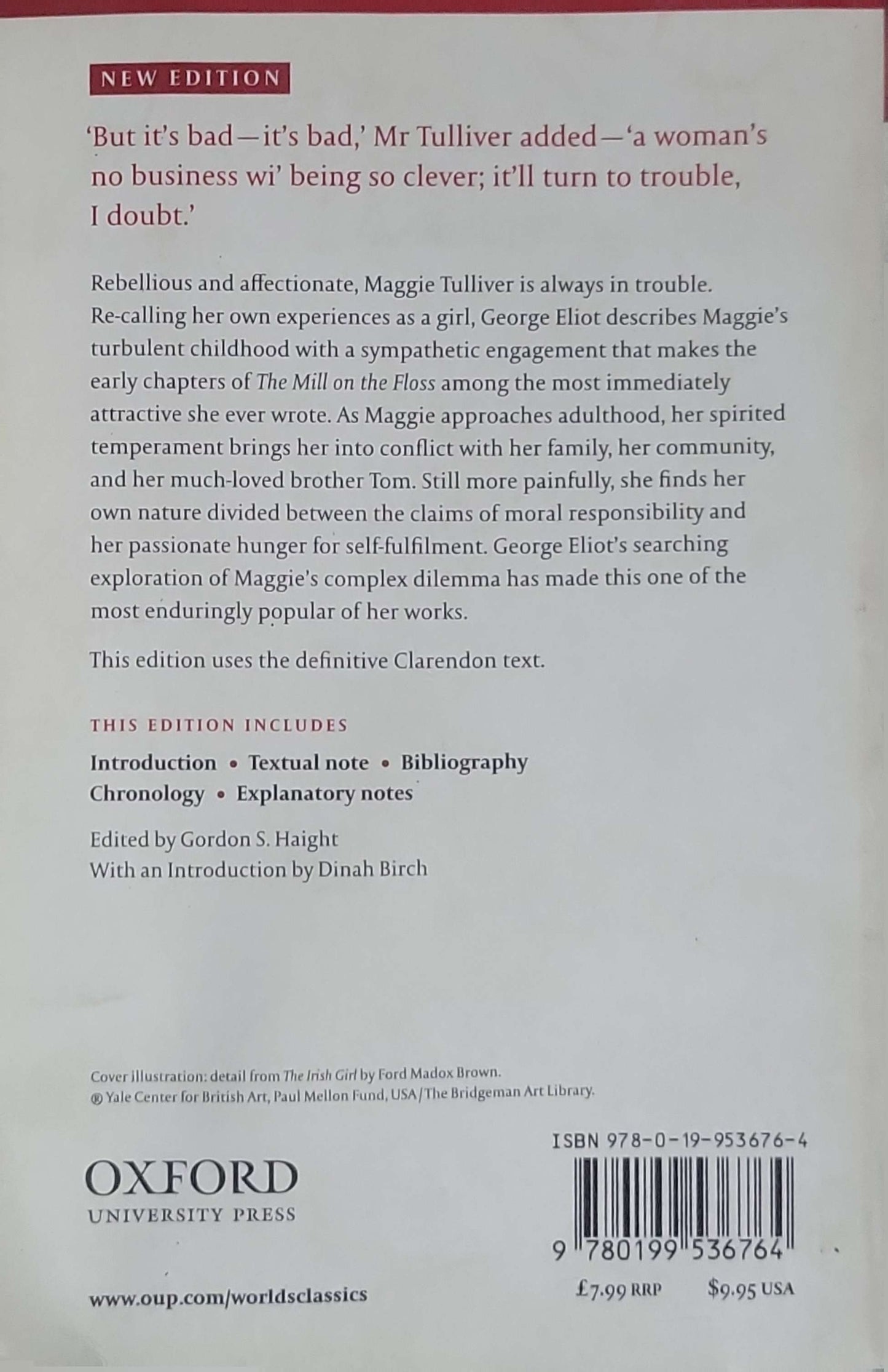 The Mill on the Floss: New edition — Oxford World's Classics; Edited by Gordon S. Haight; Introduction by Dinah Birch By George Eliot