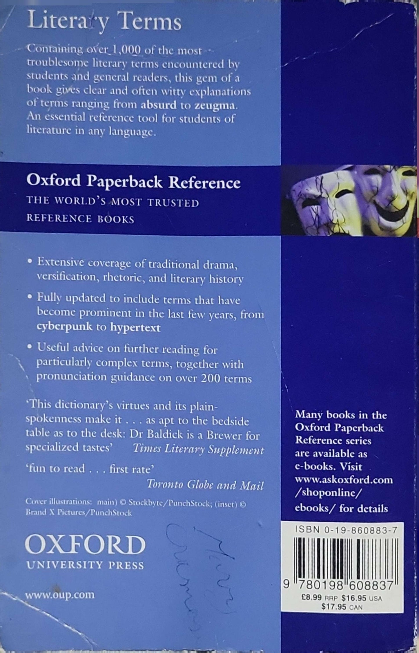 Oxford Concise Dictionary of Literary Terms: Oxford Paperback Reference By Chris Baldick