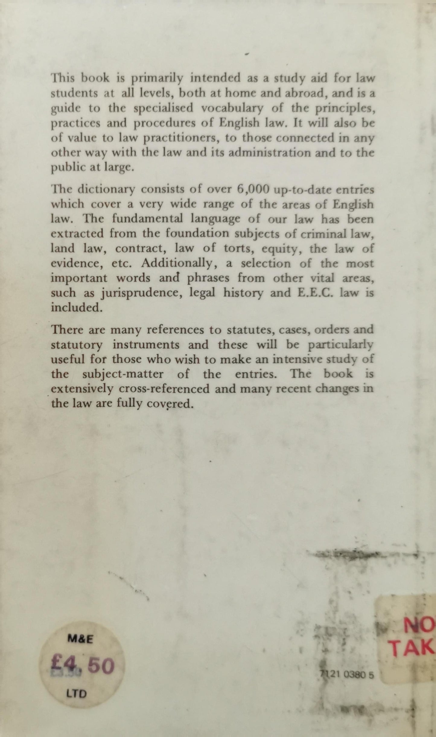 A Dictionary of Law By L. B. Curzon