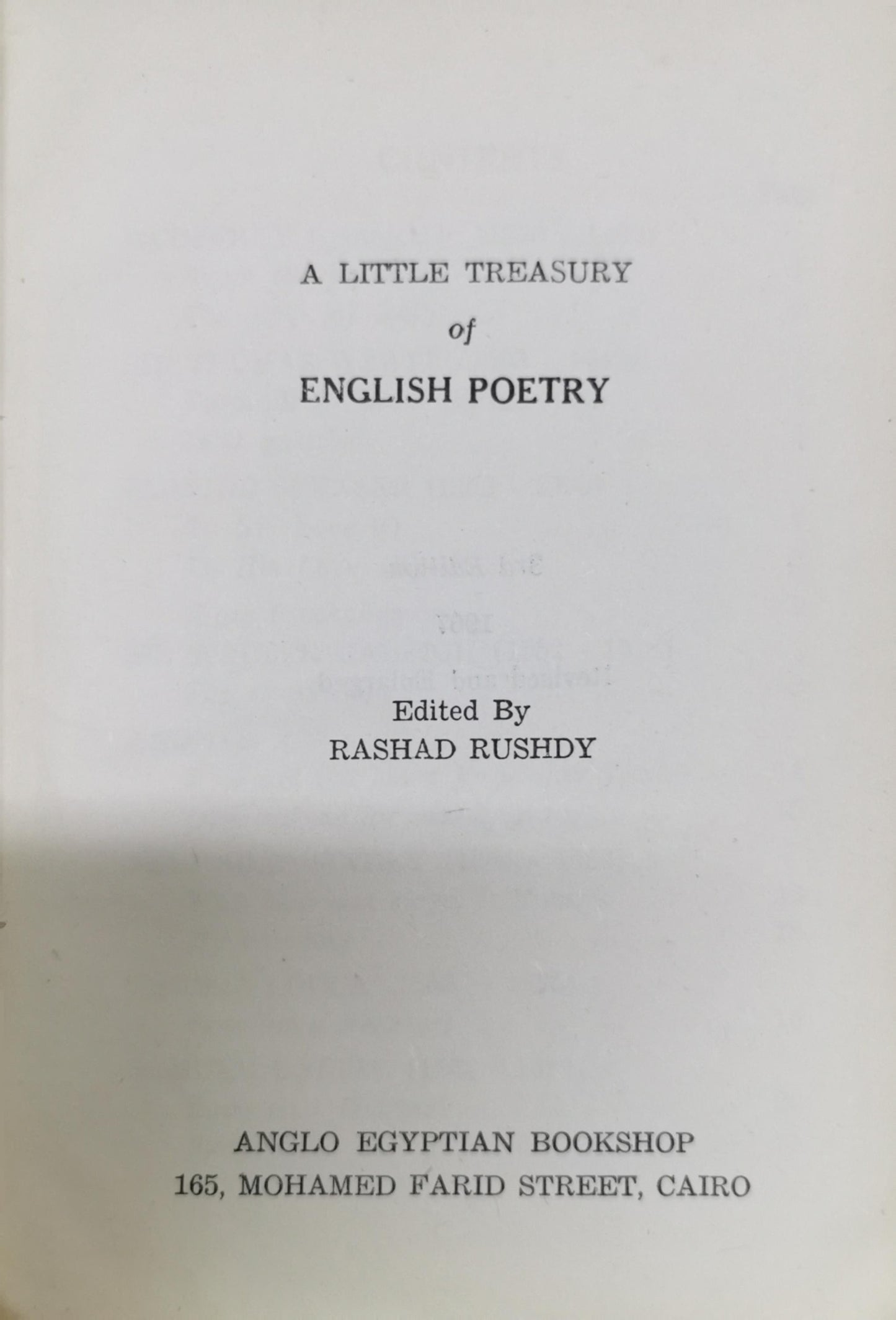 A Little Treasury of English Poetry By Rashad Rushdy