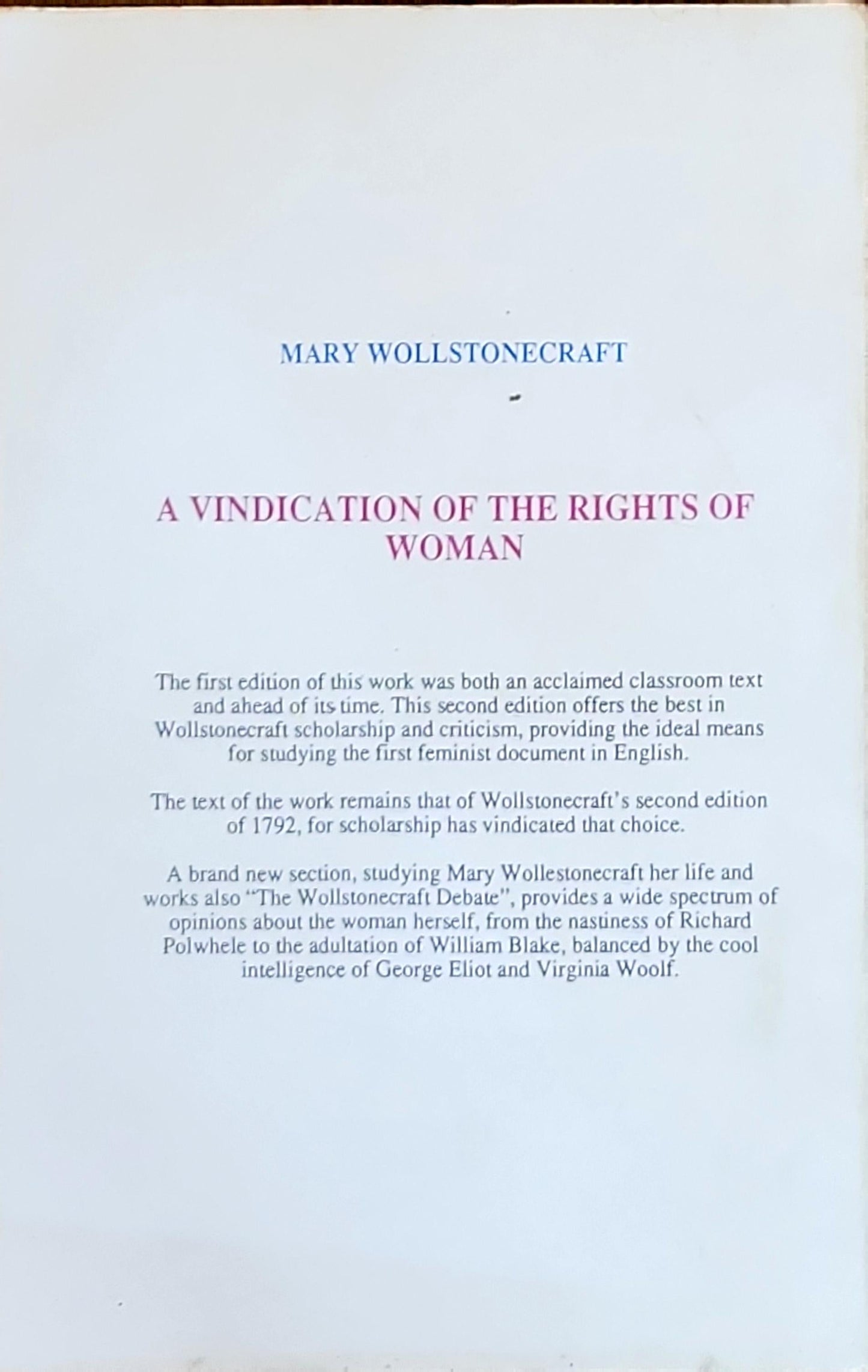 A Vindication of the Rights of Woman