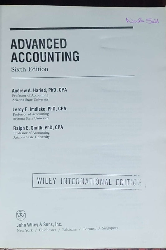 Advanced Accounting: Sixth Edition