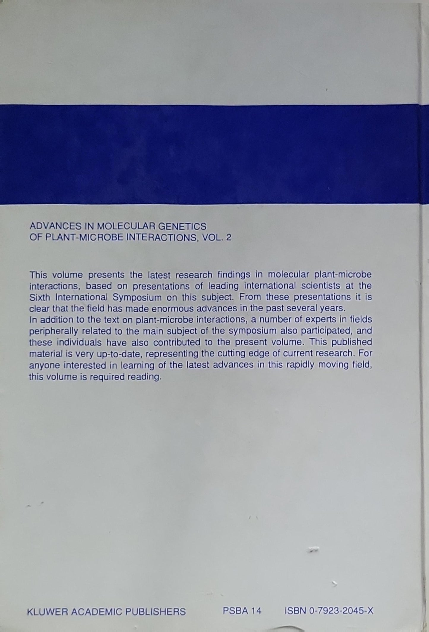 Advances in Molecular Genetics of Plant-Microbe Interactions: Vol. 2