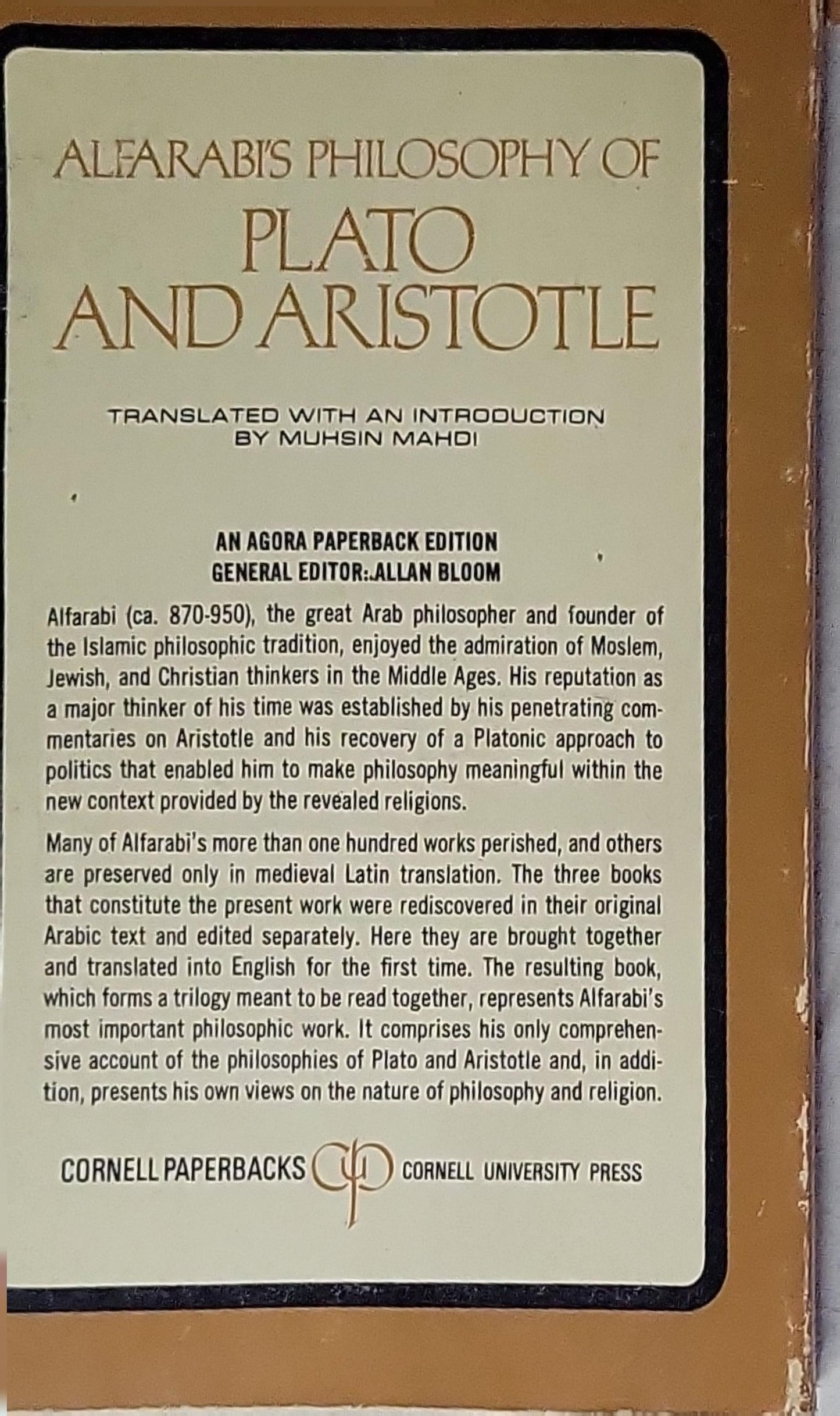 Alfarabi's Philosophy of Plato and Aristotle