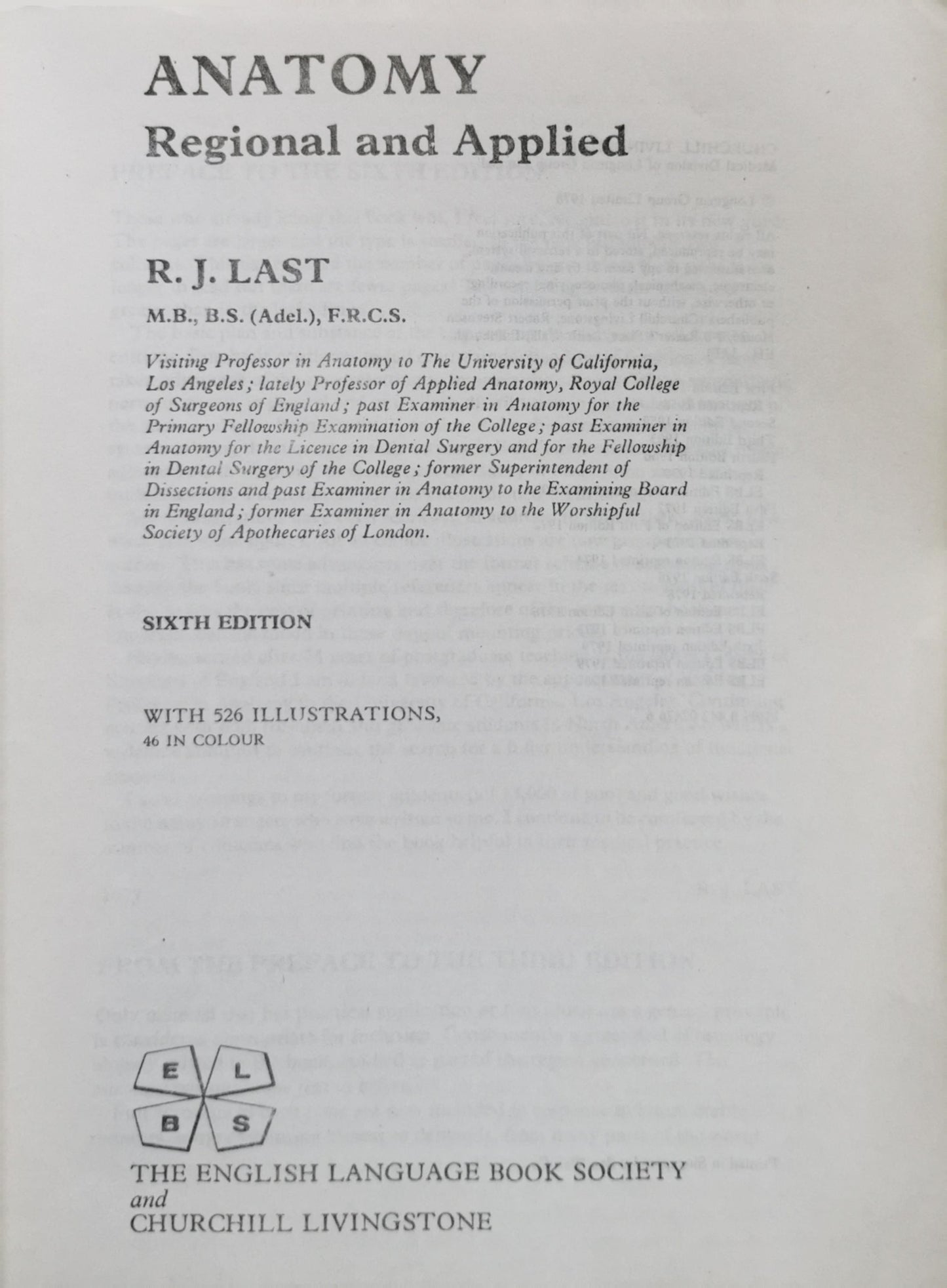 ANATOMY: Regional and Applied By R. J. Last