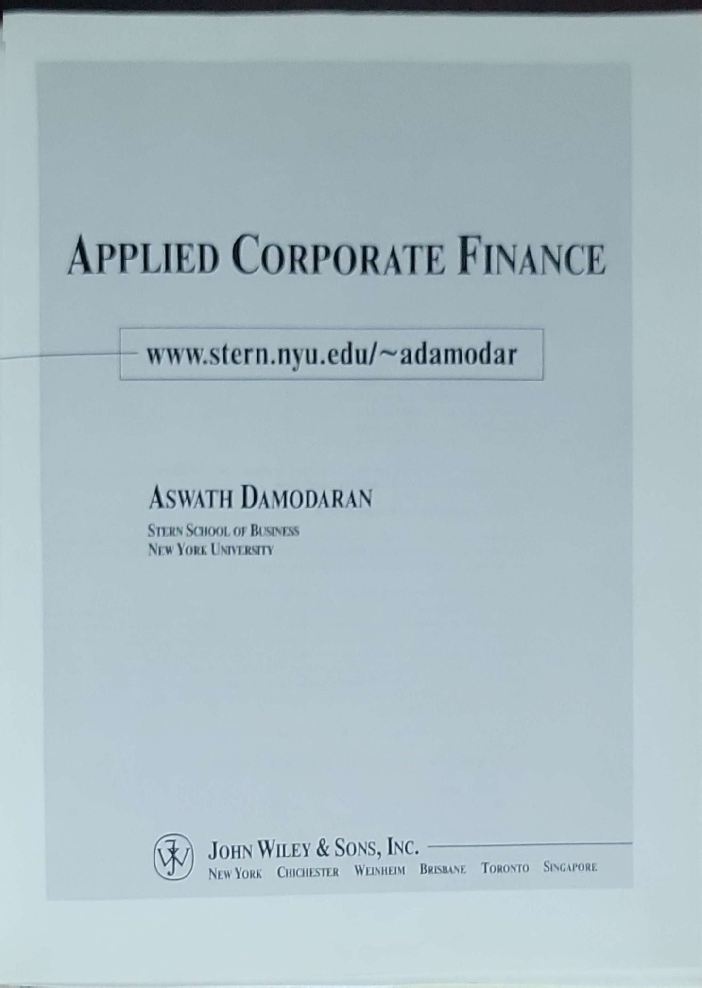 Applied Corporate Finance: A User's Manual: (1st edition)
