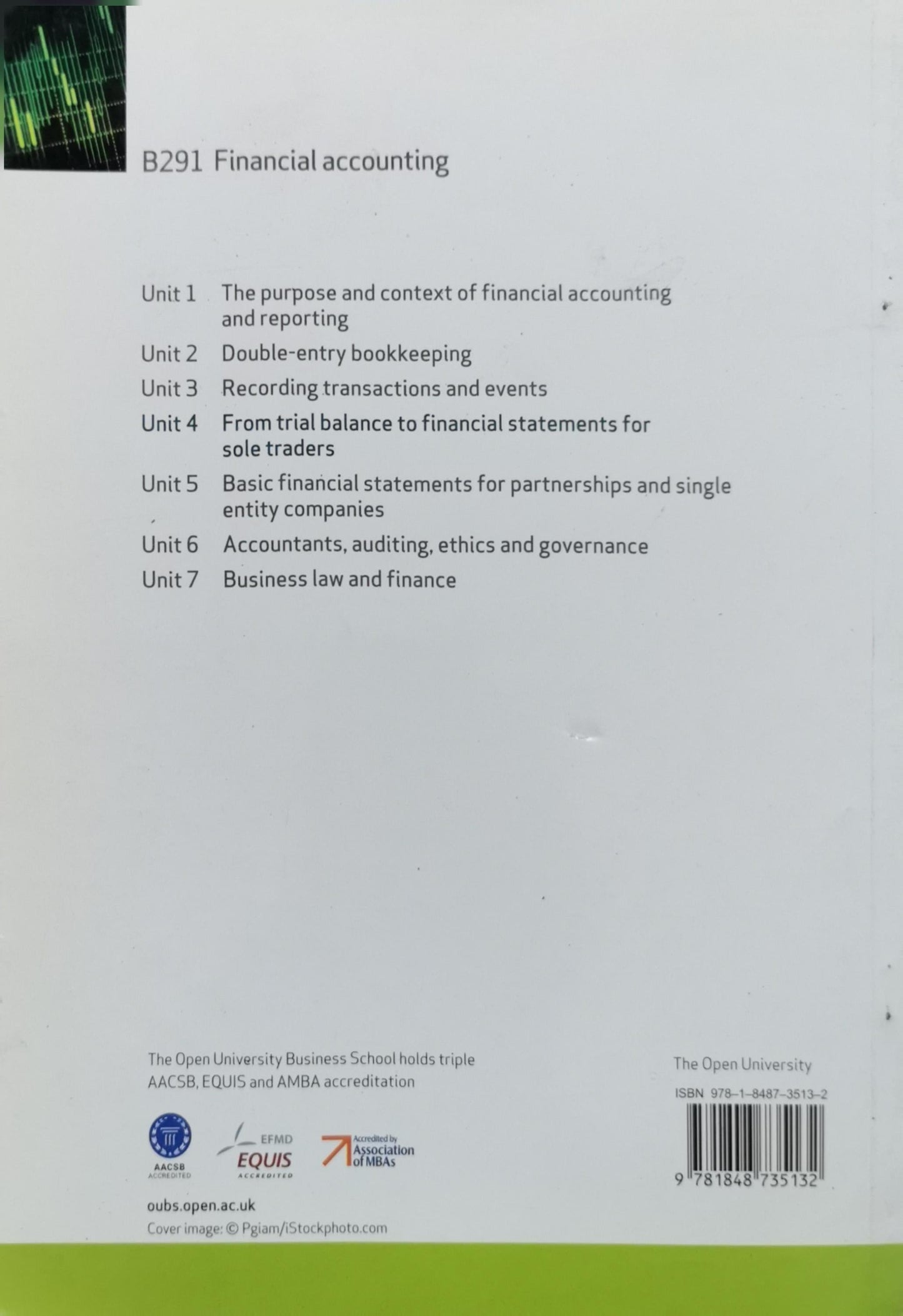 B291 Financial accounting: Unit 4 From trial balance to financial statements for sole traders By The Open University