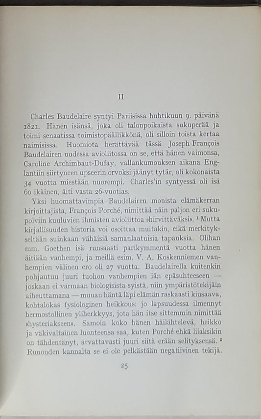 Baudelaire: »Pahan kukkien» runoilija