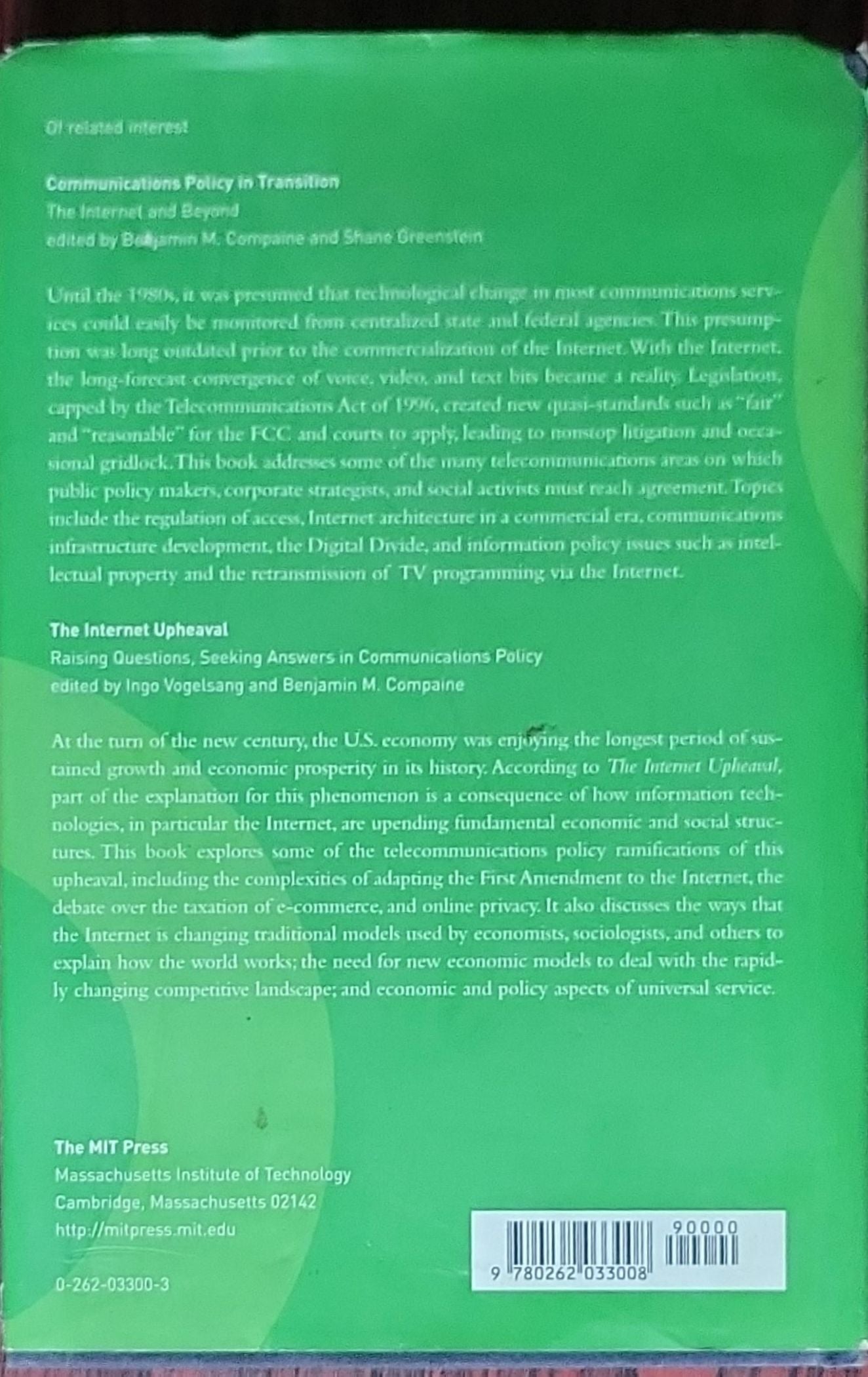 Communications Policy and Information Technology: Promises, Problems, Prospects