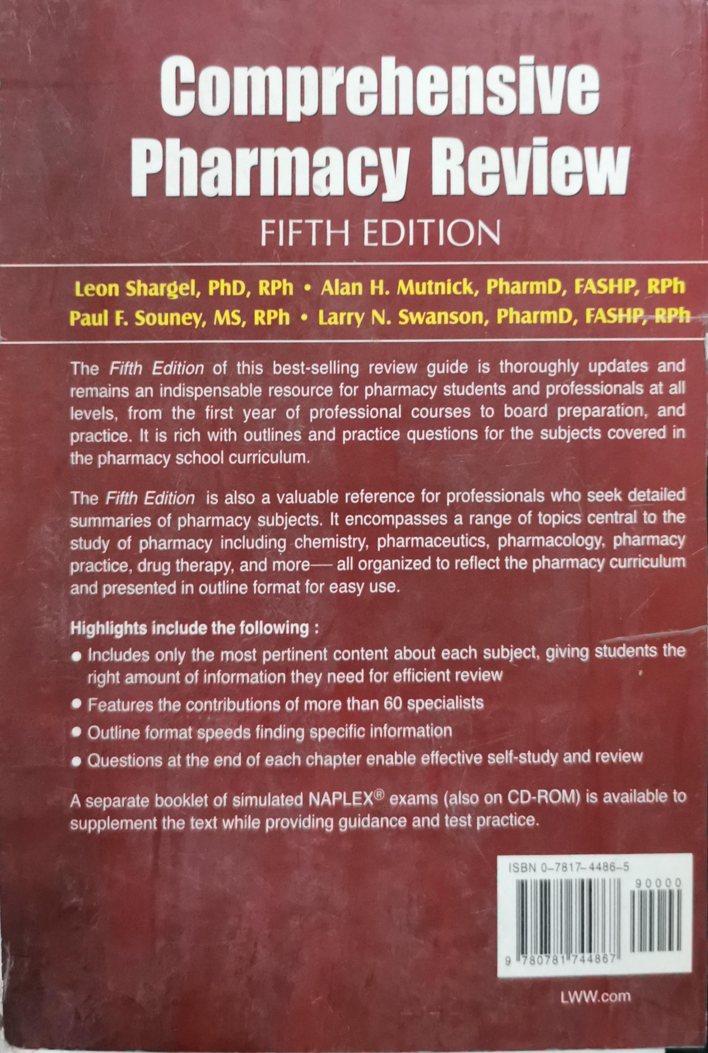 Comprehensive Pharmacy Review: Fifth Edition By Leon Shargel and Alan H. Mutnick and Paul F. Souney and Larry N. Swanson