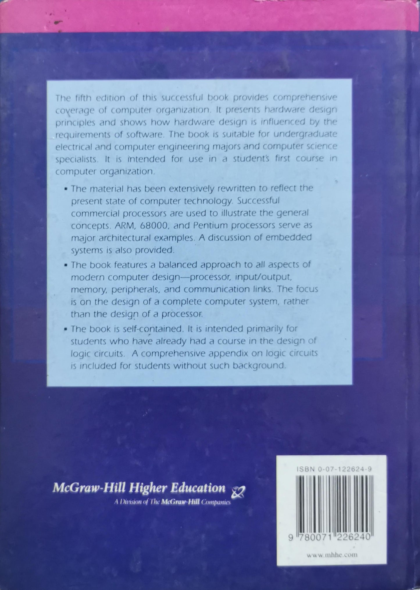 Computer Organization: fifth edition By Carl Hamacher and Zvonko Vranesic and Safwat Zaky