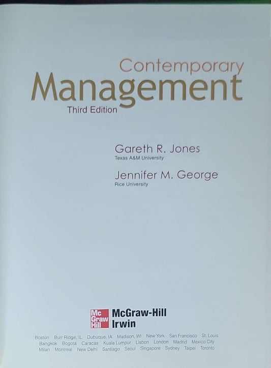 Contemporary Management: Third Edition
