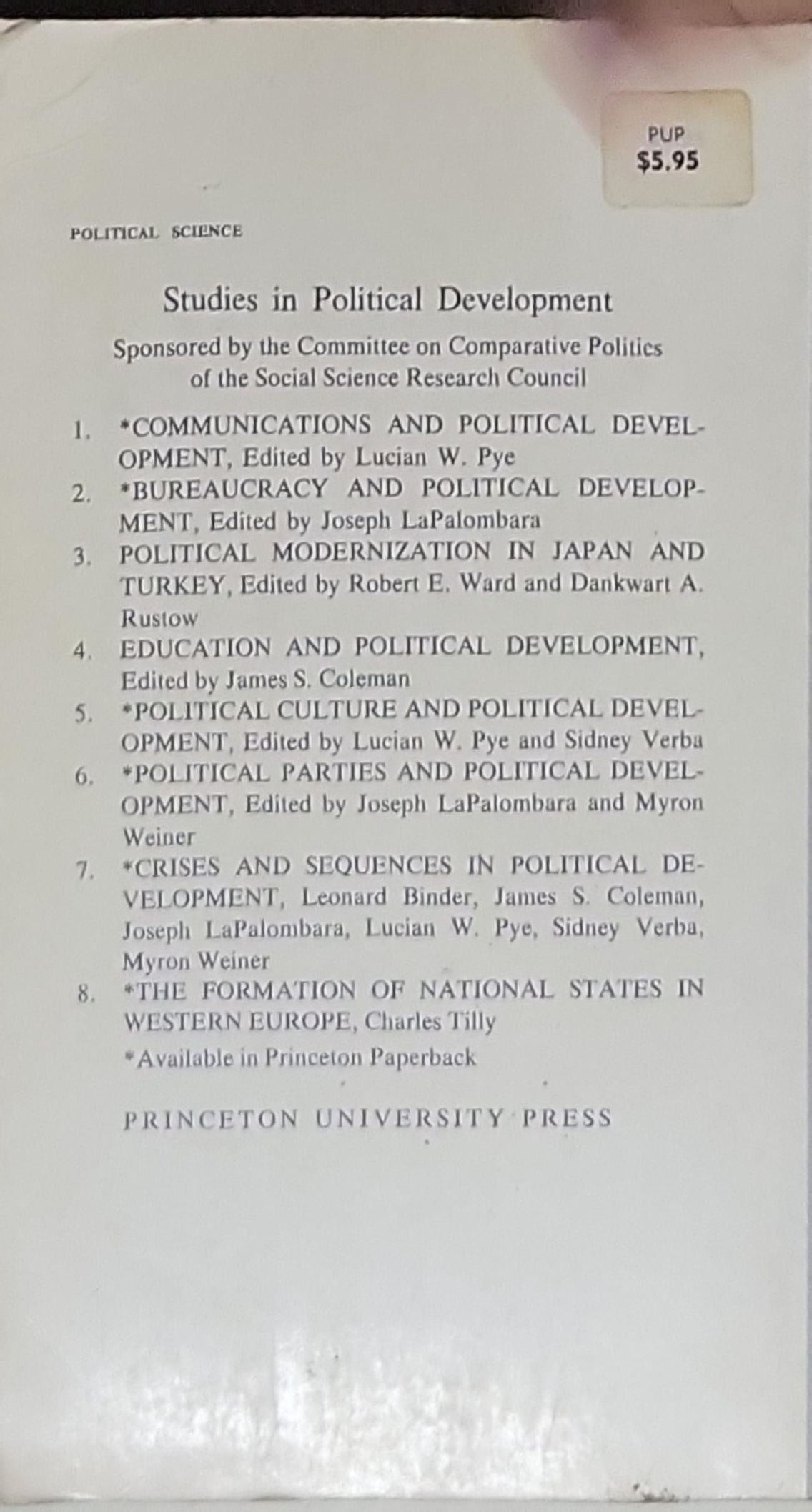 Crises and Sequences in Political Development: SPD-7 Studies in Political Development
