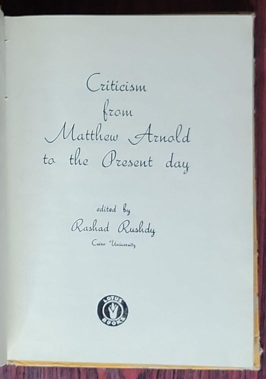 Criticism from Matthew Arnold to the Present Day