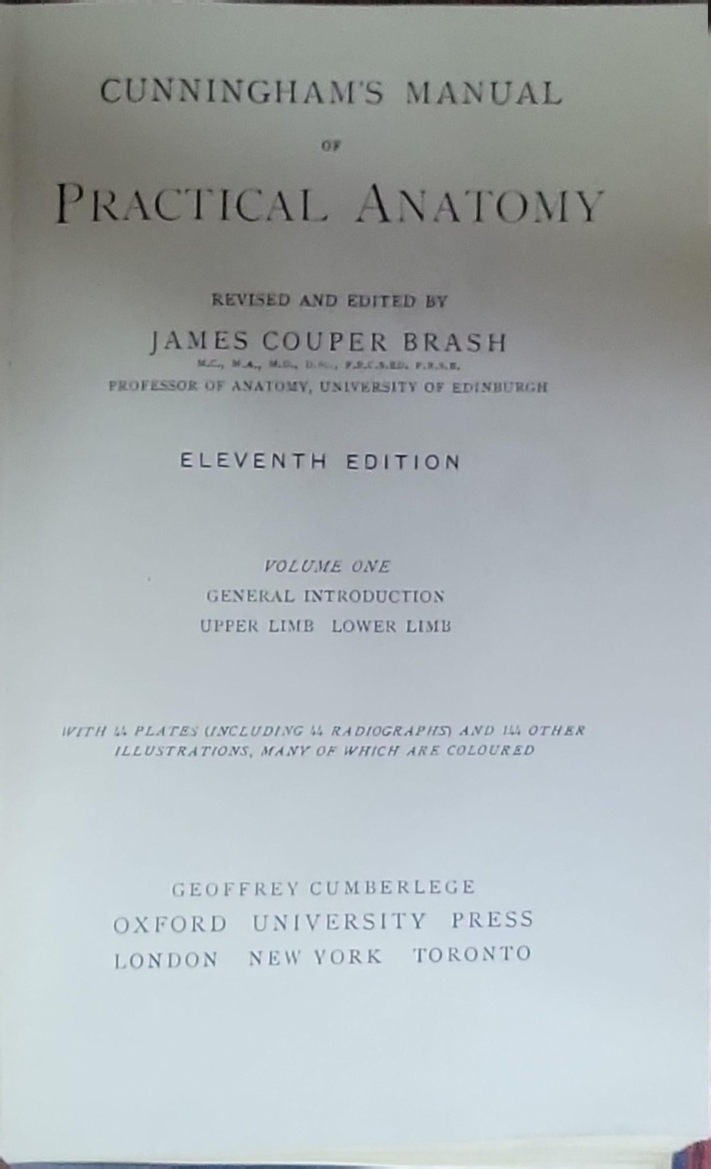 Cunningham's Manual of Practical Anatomy