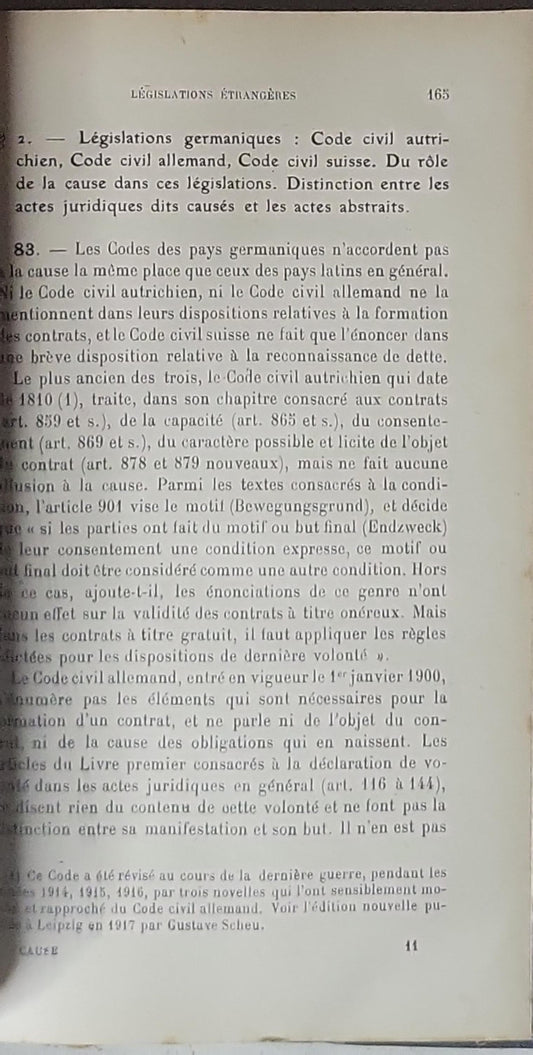 De la cause des obligations: (contrats, engagements unilatéraux, legs)