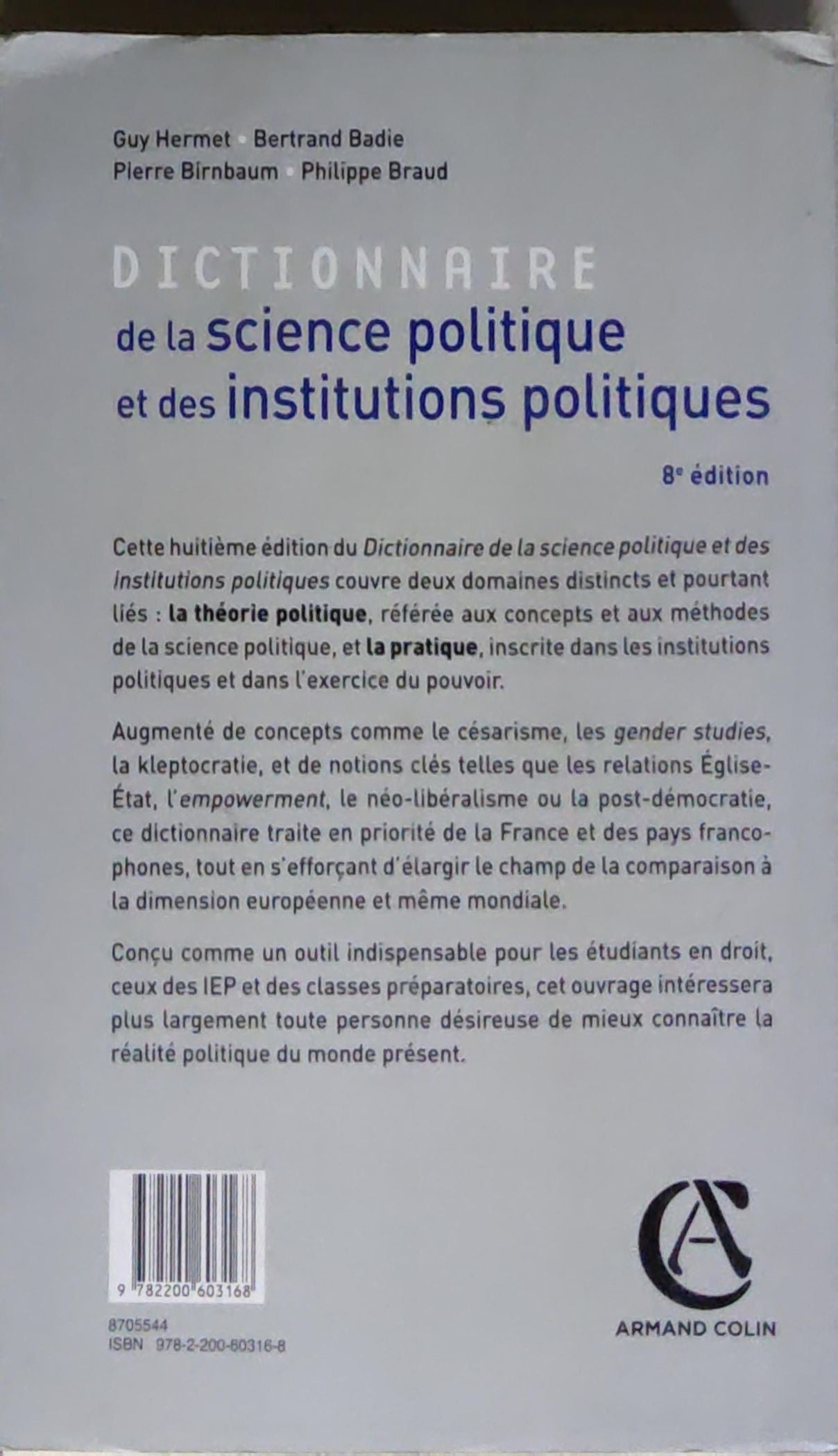 Dictionnaire de la science politique et des institutions politiques