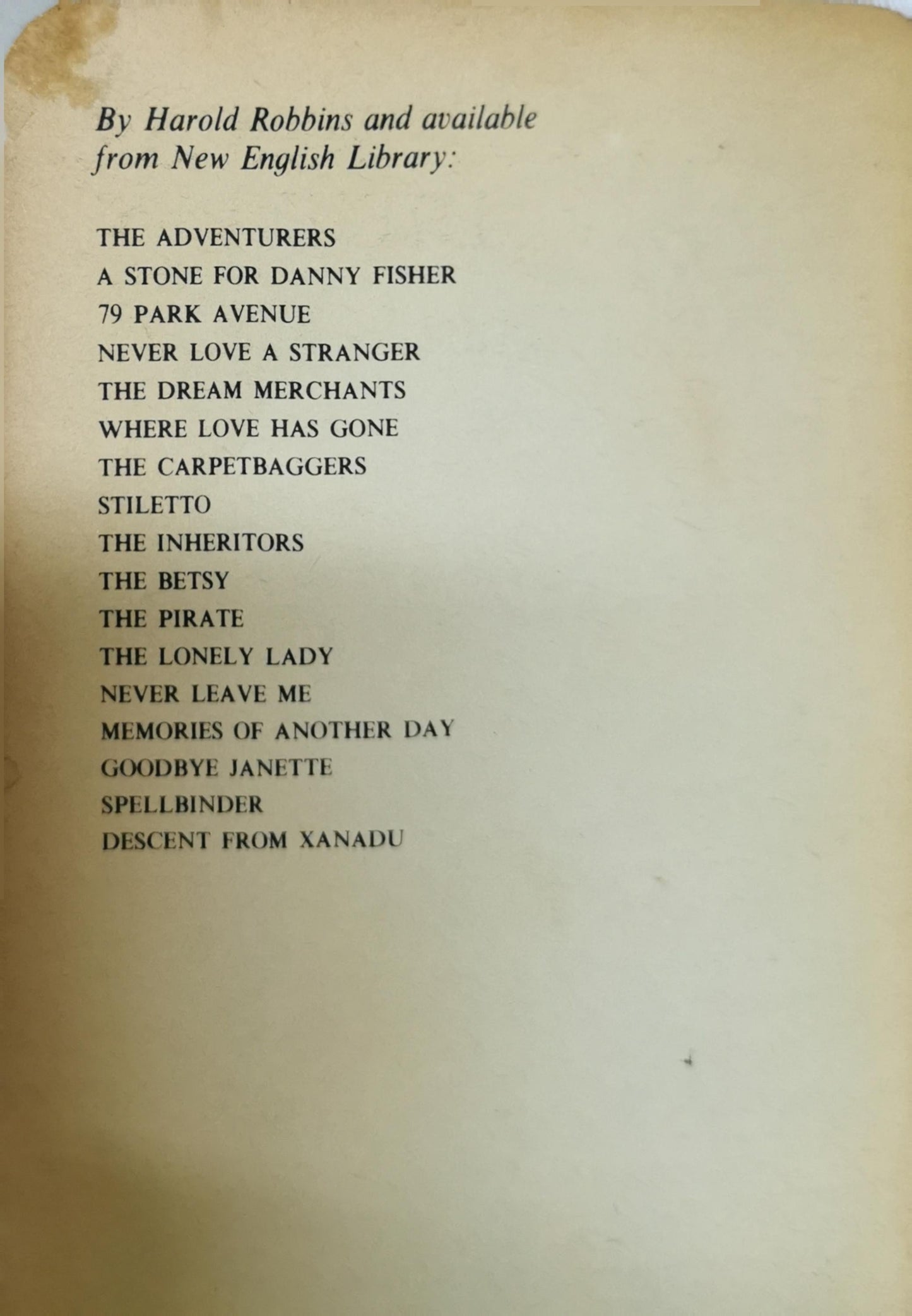Dreams Die First By Harold Robbins