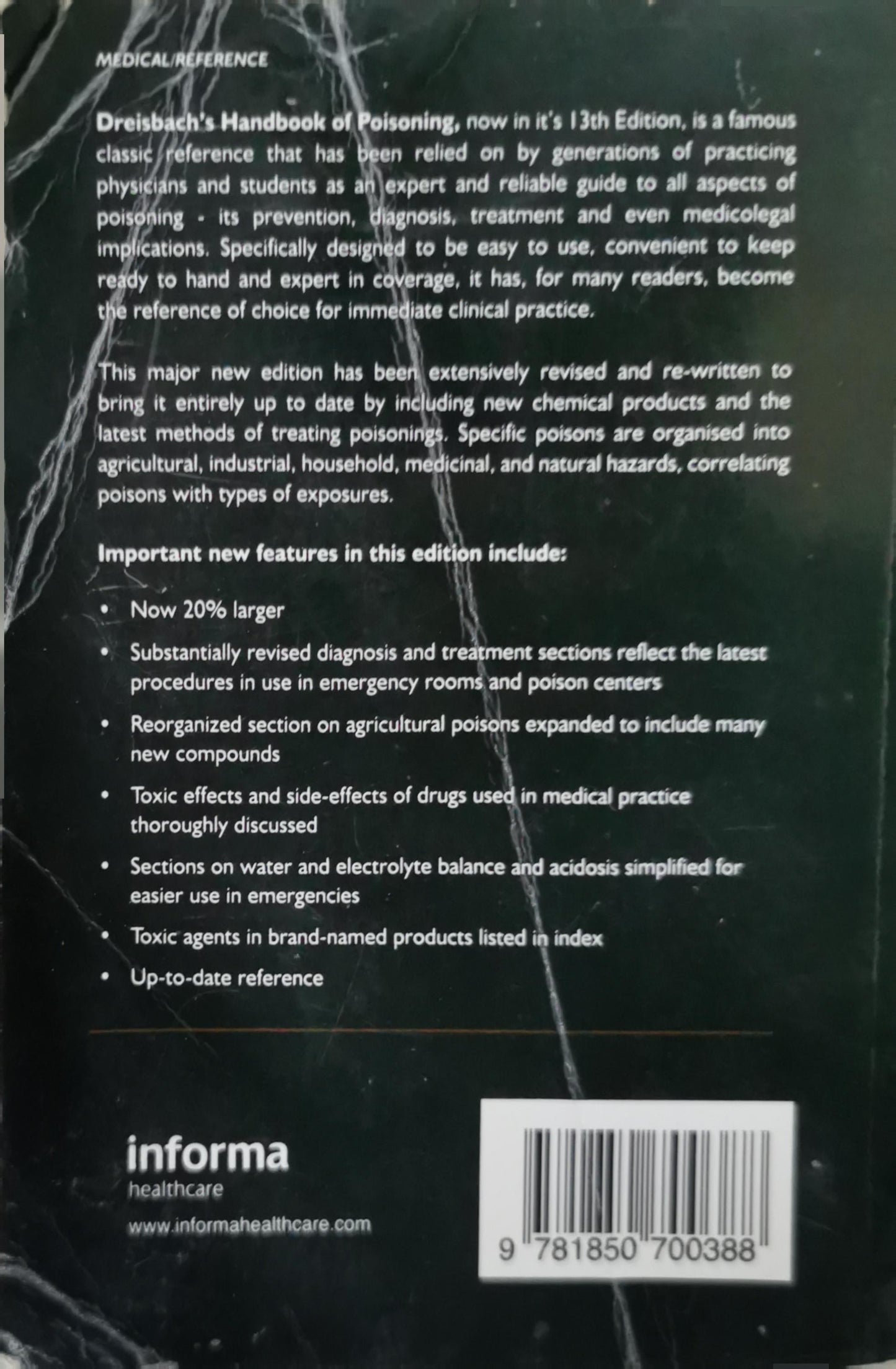 Dreisbach's Handbook of Poisoning: Prevention, Diagnosis and Treatment By Bev-Lorraine True and Robert H. Dreisbach