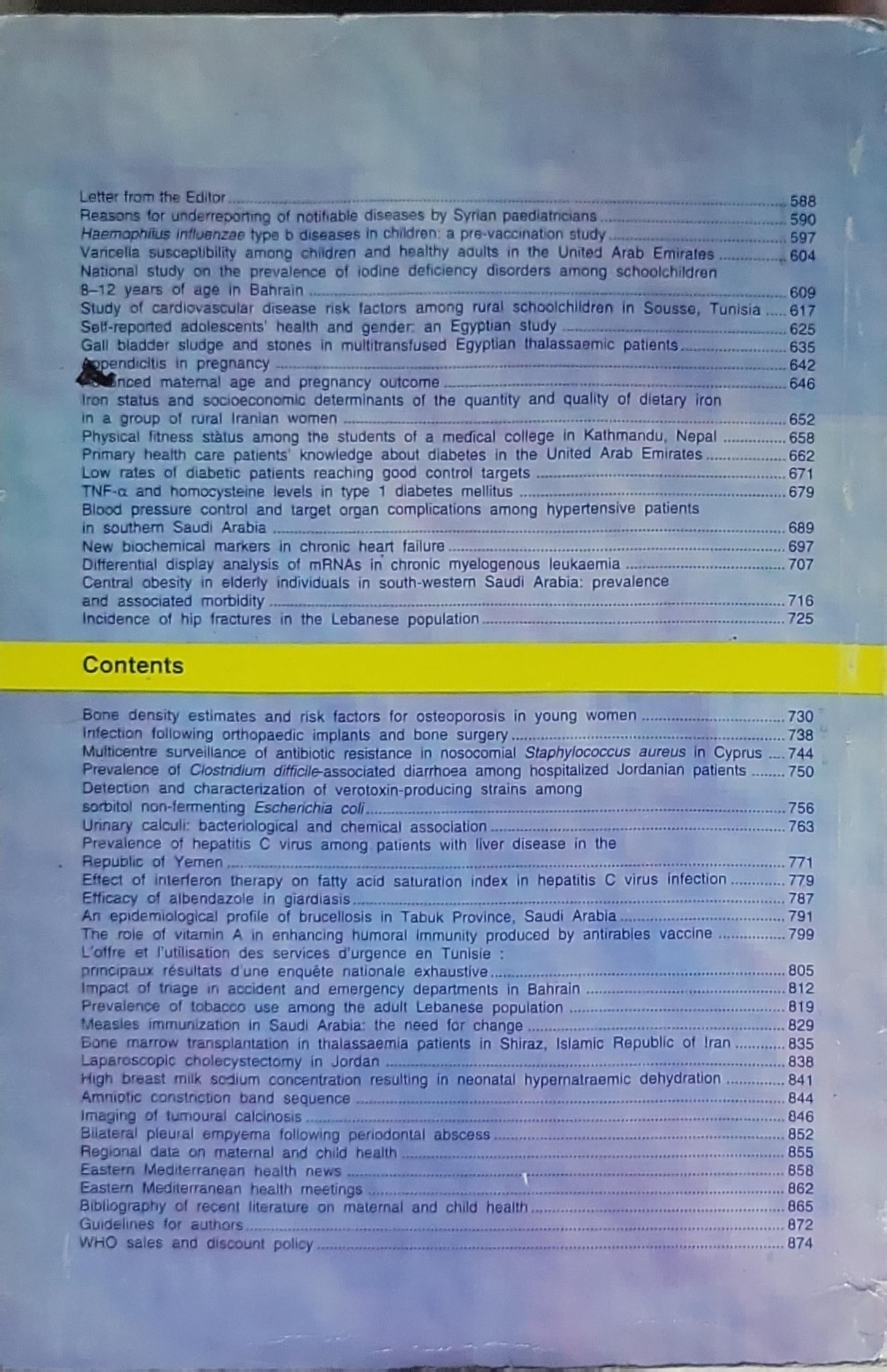 Eastern Mediterranean Health Journal: Vol. 7 Nos 4/5 (July/September) 2001