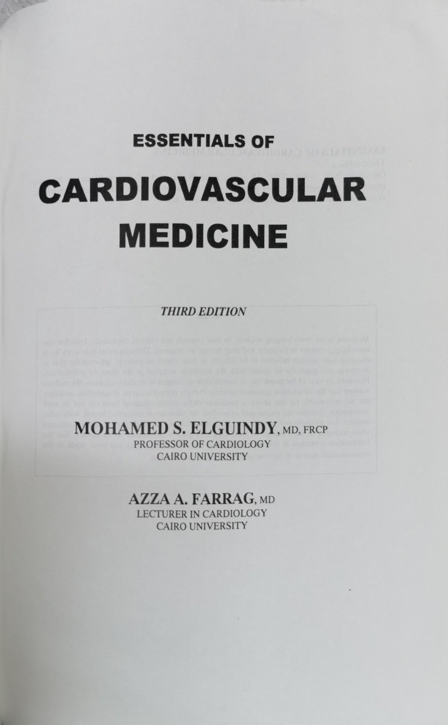 Essentials of Cardiovascular Medicine: Third Edition By Mohamed S. Elguindy and Azza A. Farrag