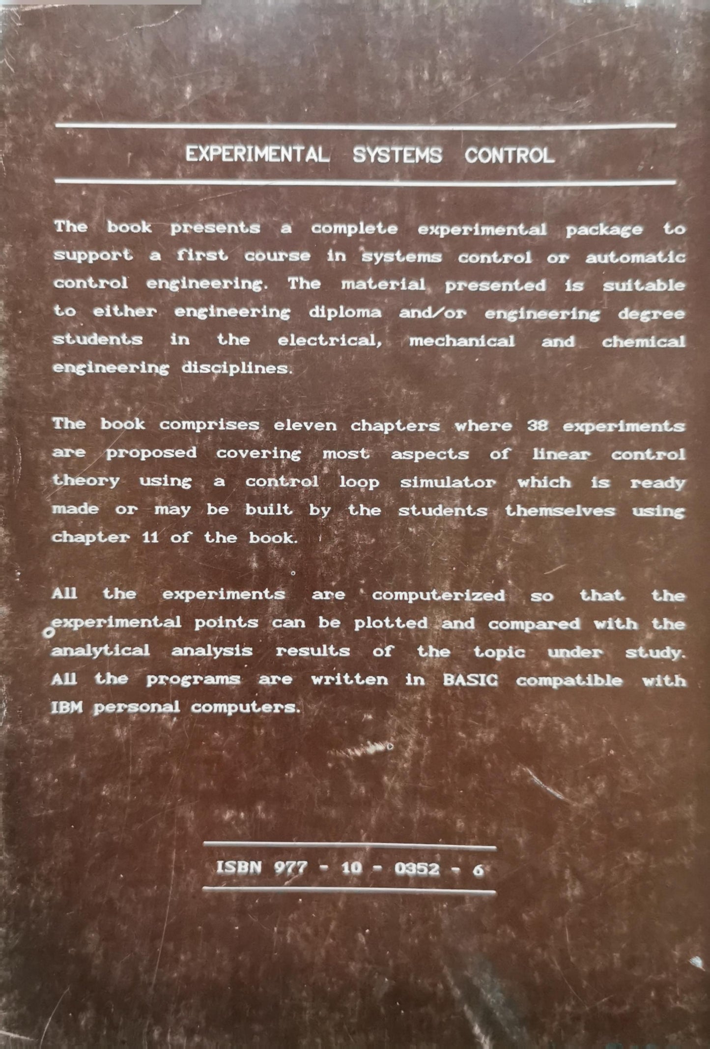 EXPERIMENTAL SYSTEMS CONTROL By GALAL A. HASSAN