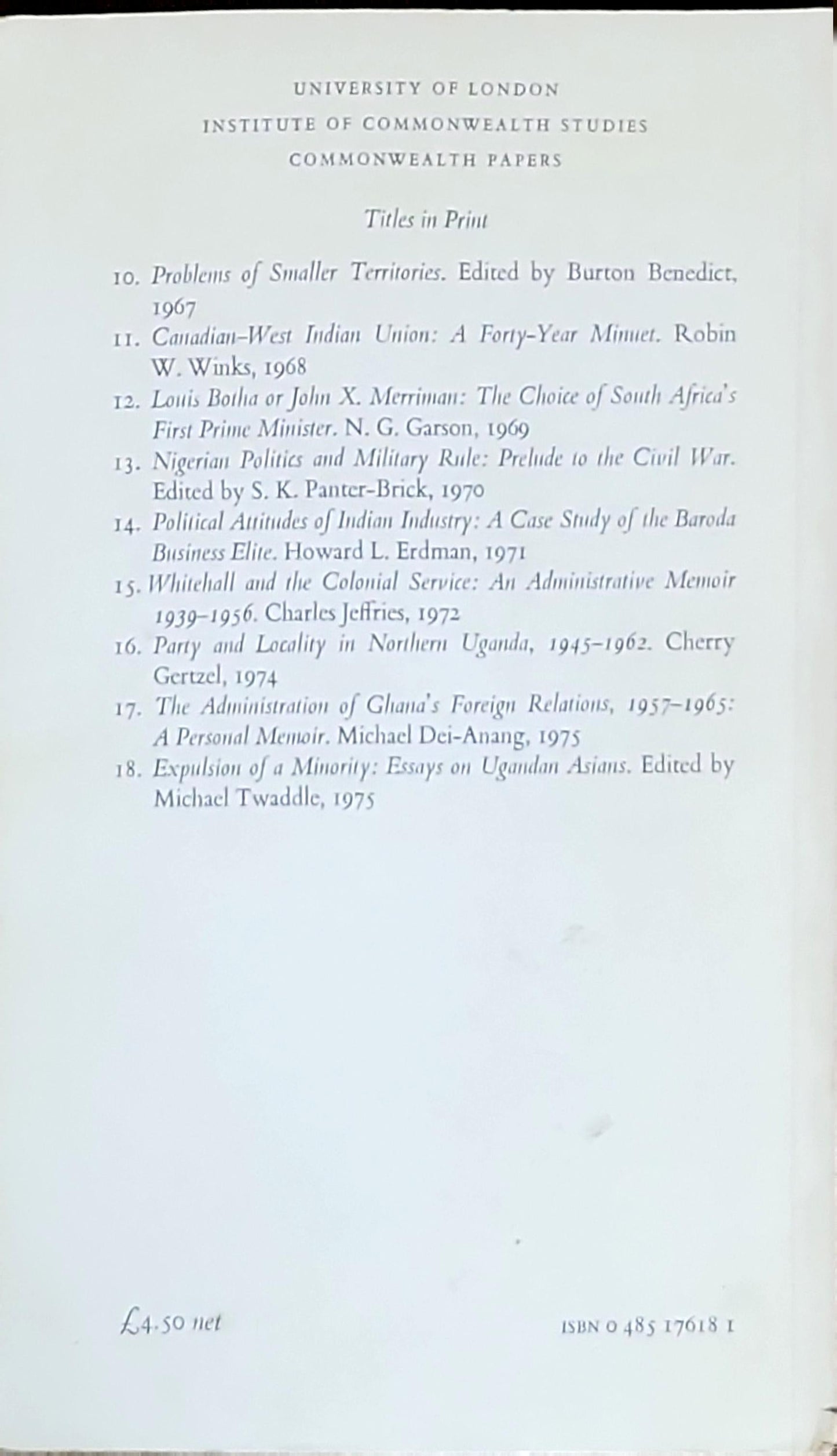 Expulsion of a Minority: Essays on Ugandan Asians