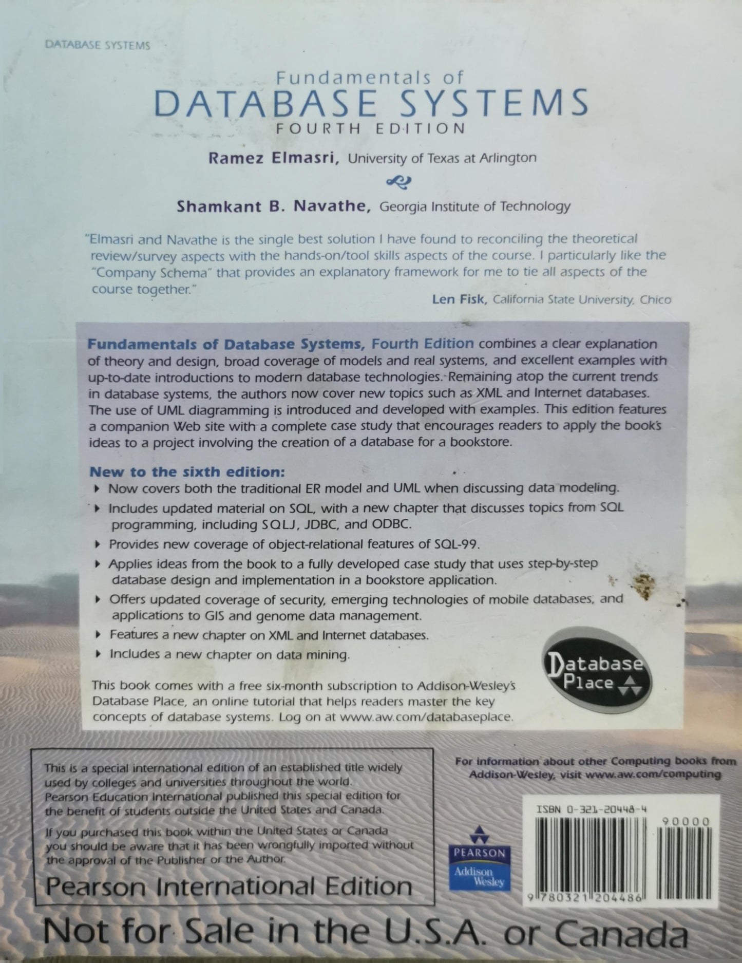 Fundamentals of Database Systems: Fourth Edition By Ramez Elmasri and Shamkant B. Navathe