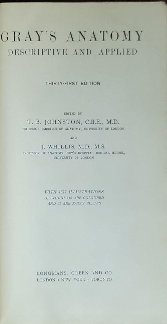 Gray's Anatomy: Descriptive and Applied: Thirty-First Edition