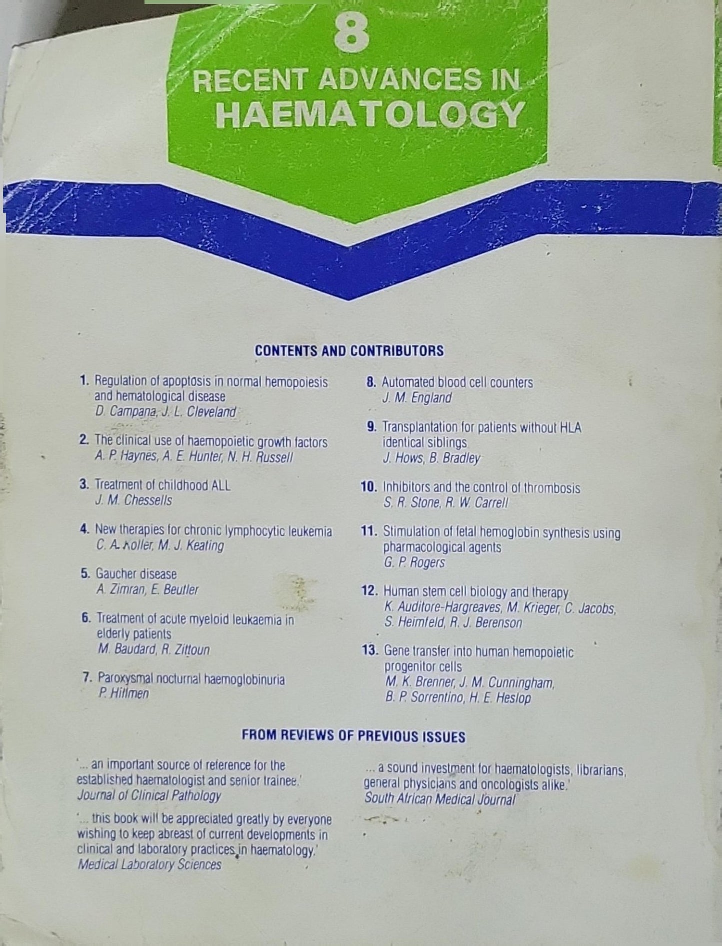 Haematology: Recent Advances in Haematology By M. K. Brenner and A. V. Hoffbrand