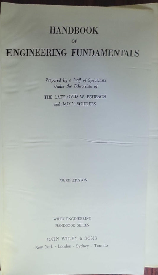HANDBOOK OF ENGINEERING FUNDAMENTALS