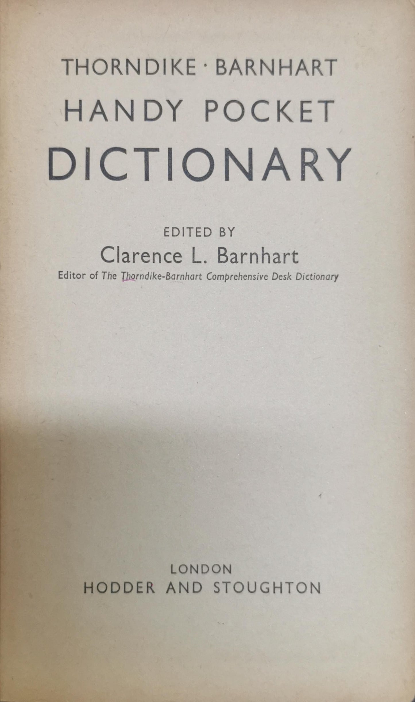 Handy Pocket Dictionary By Clarence L. Barnhart