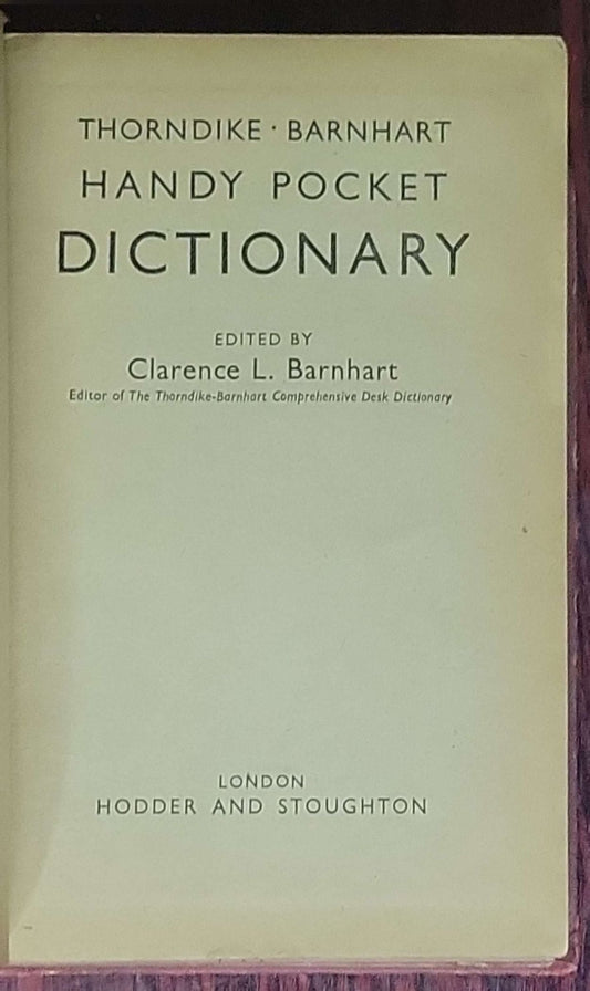 Handy Pocket Dictionary: Thorndike Barnhart (edited by Clarence L. Barnhart)