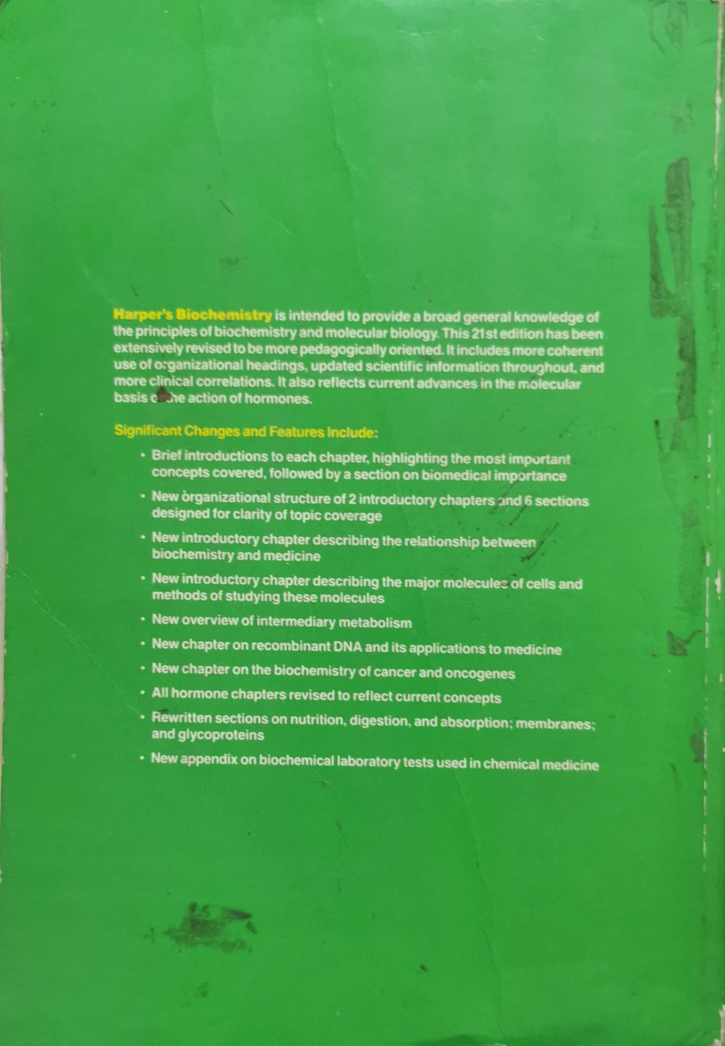 Harper's Biochemistry: Twenty-first Edition By R. K. Murray and D. K. Granner and P. A. Mayes and V. W. Rodwell