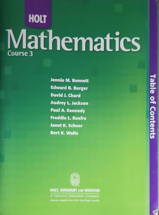 Holt Mathematics: Course 3