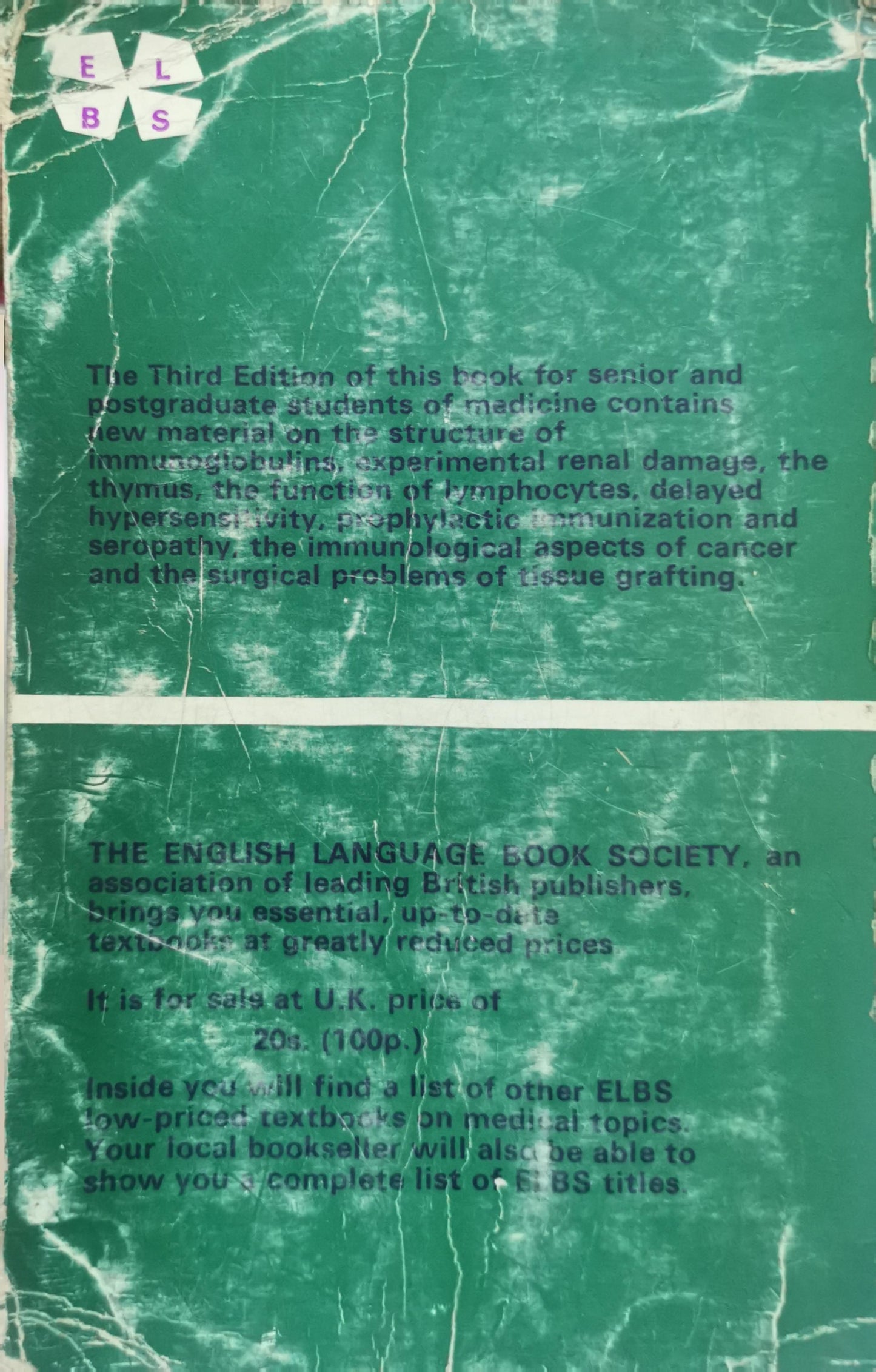 Immunology for Students of Medicine By J H Humphrey and R G White