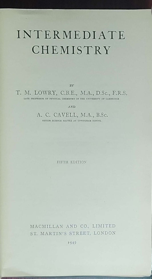 Intermediate Chemistry: (fifth edition)