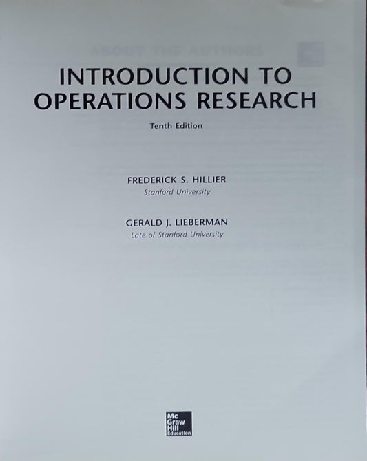 Introduction to Operations Research