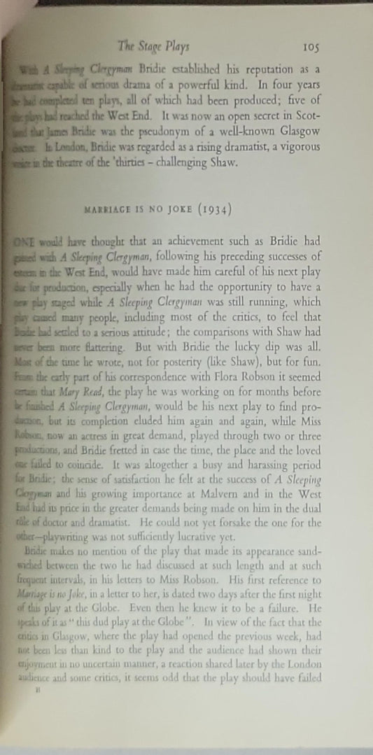 James Bridie and His Theatre: A study of James Bridie's personality, his stage plays and his work for the foundation of a Scottish National Theatre