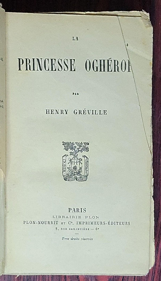 La princesse Ogéron: (La princesse Oghérof is another spelling found for this work; the image shows Ogéron)