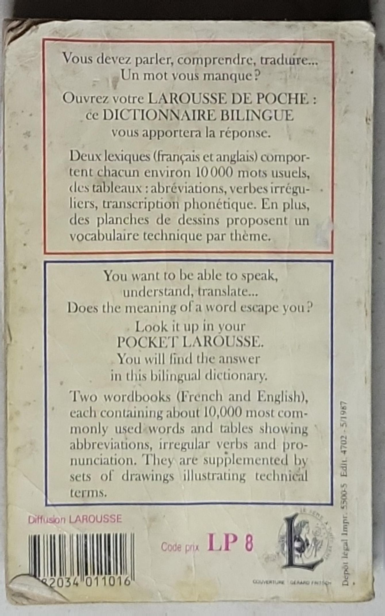 Larousse de poche, dictionnaire bilingue français-anglais: (Pocket Larousse bilingual dictionary: French–English / English–French)