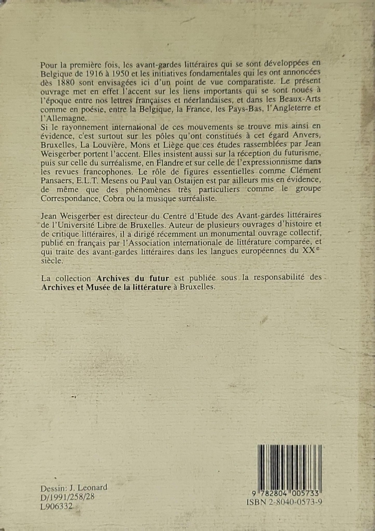 Les Avant-Gardes Littéraires en Belgique By Jean Weisgerber