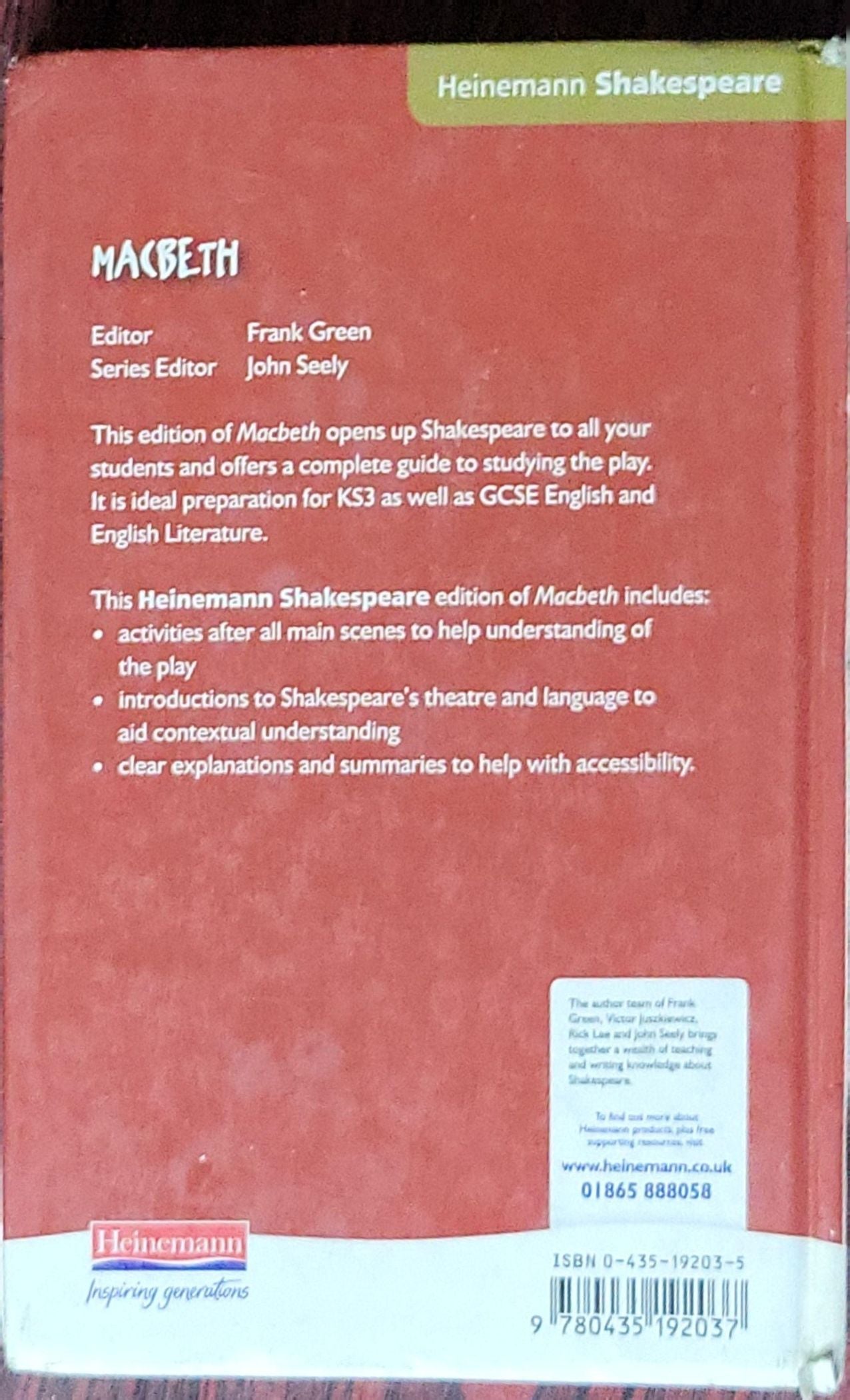 Macbeth: Macbeth (Heinemann Shakespeare edition)