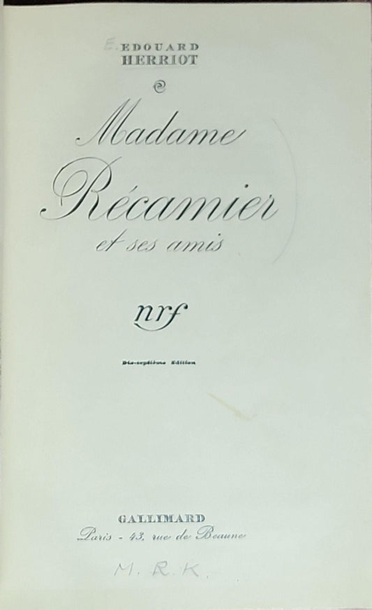 Madame Récamier et ses amis