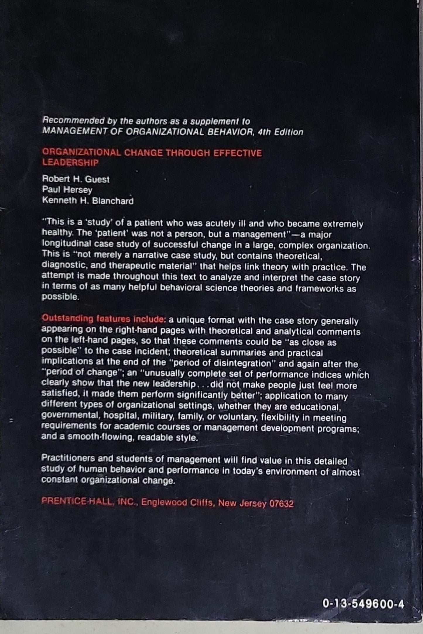 Management of Organizational Behavior: Utilizing Human Resources