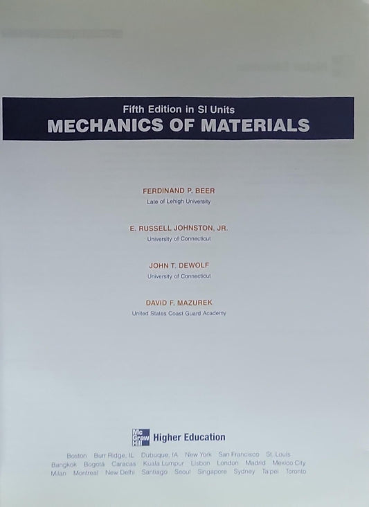 MECHANICS OF MATERIALS: FIFTH EDITION IN SI UNITS